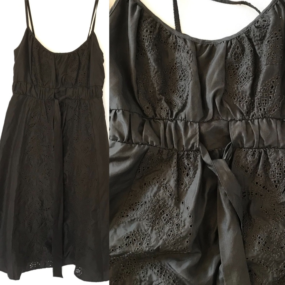 Banana Republic S Strap Slip Dress Black 100% Silk